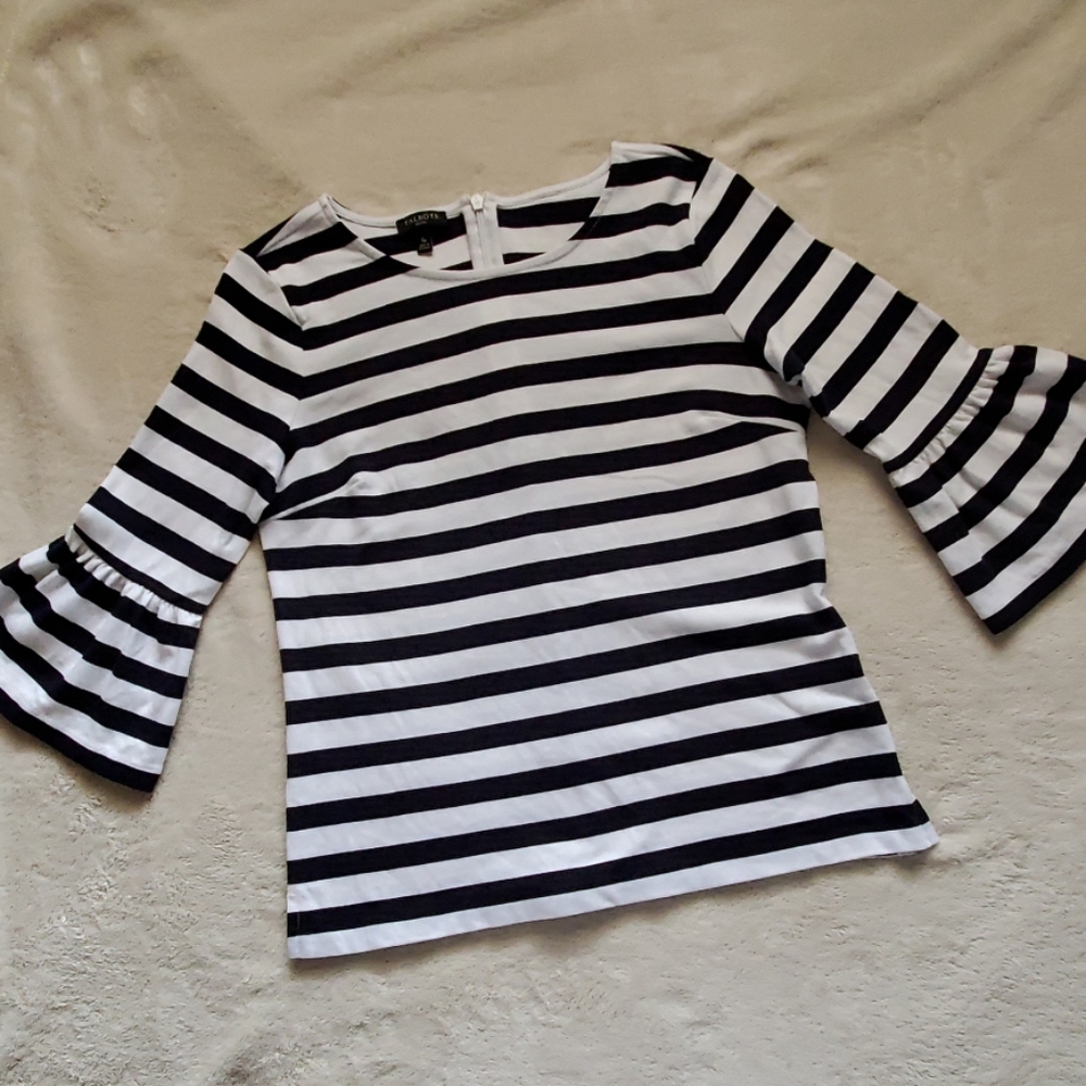 Talbots Navy Blue and White Top